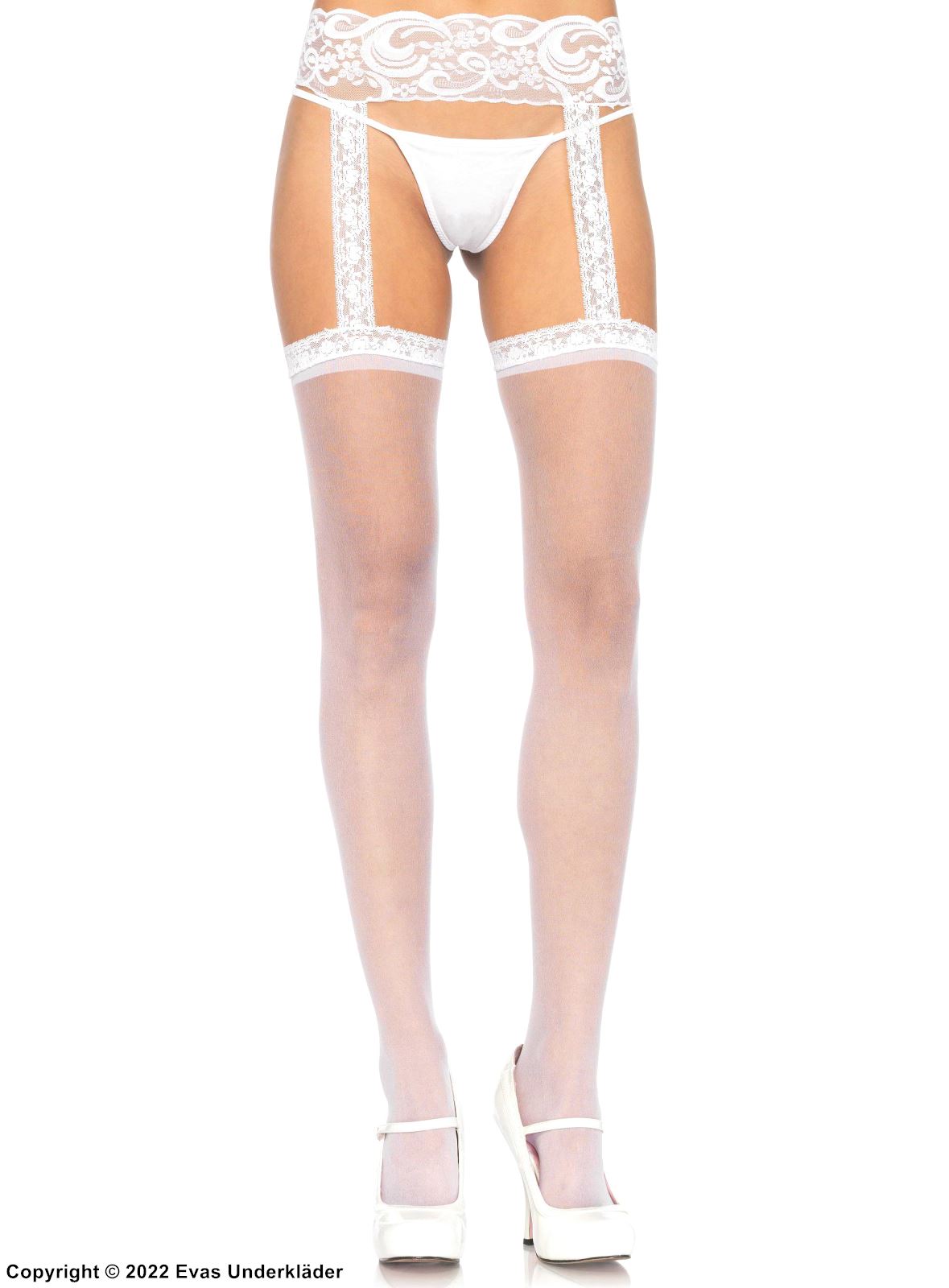 Suspender pantyhose, lace, built-in garter belt